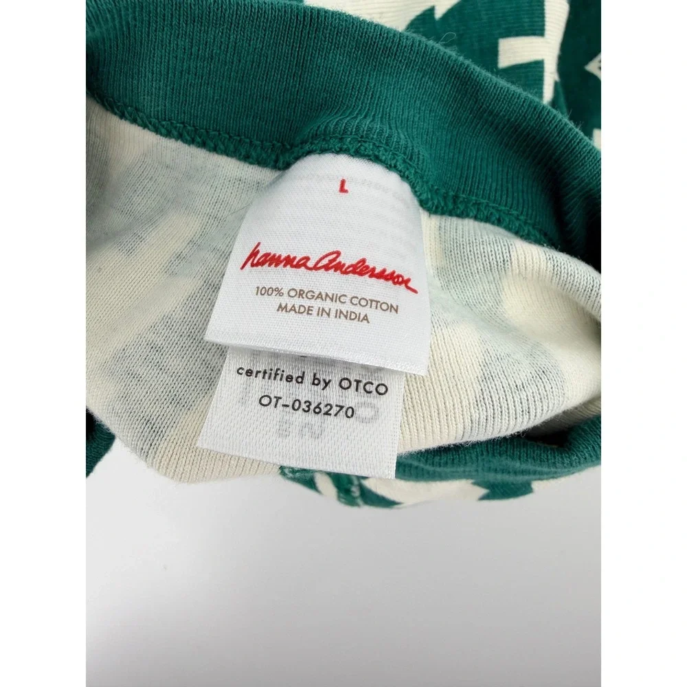 Hanna Andersson Dog Pajamas Green White Evergreen Tree Organic Cotton Large